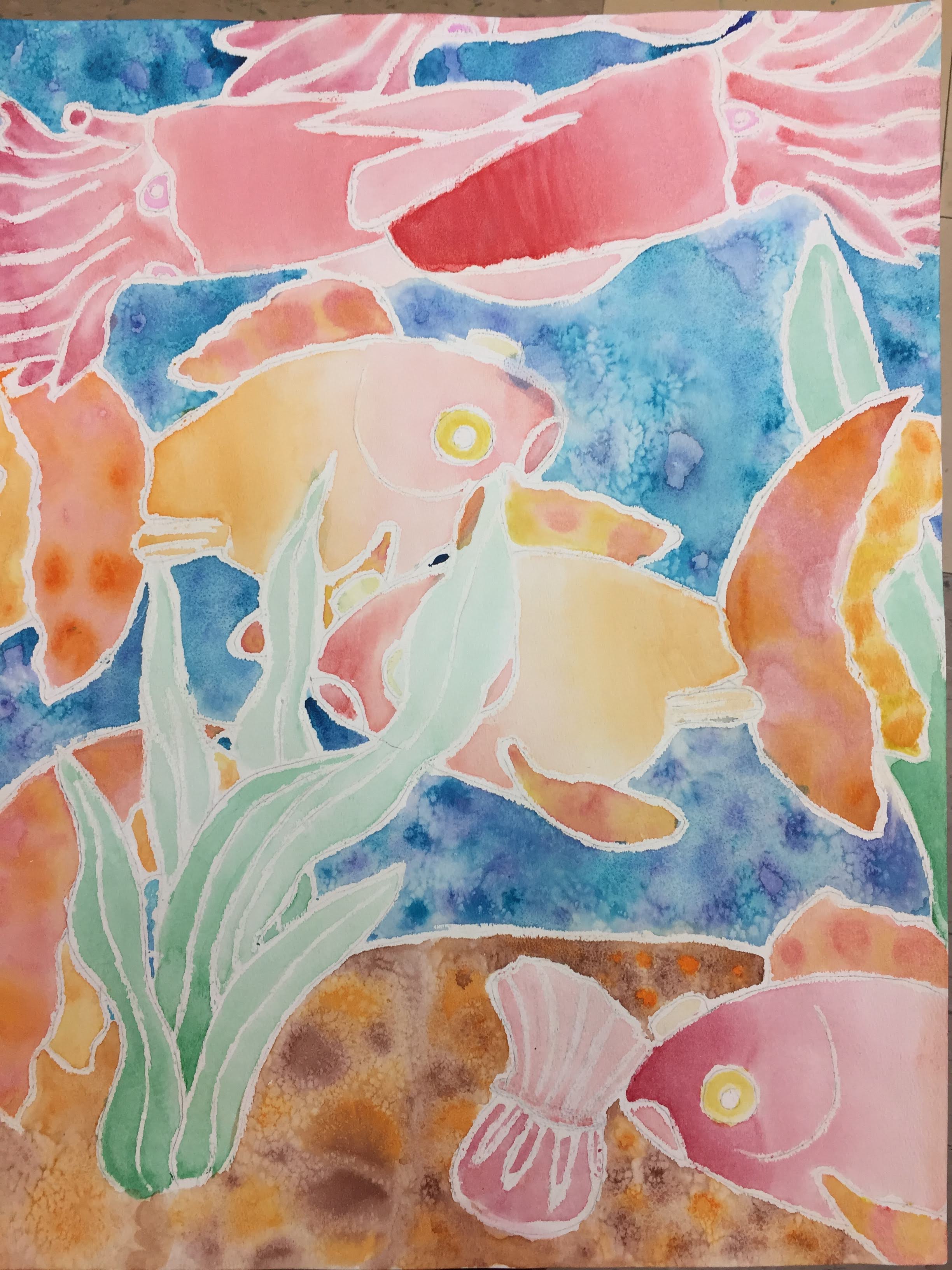 Watercolor And Crayon Resist Fish Paintings | Ms. Amsler's Artroom