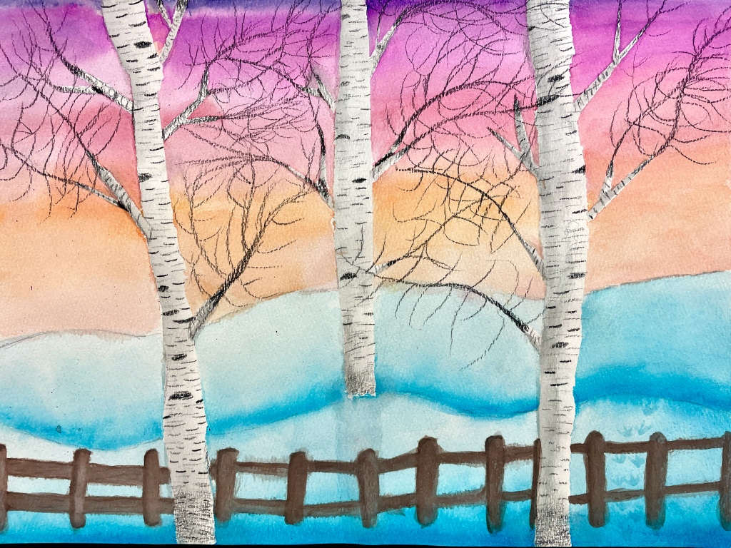 Masking Tape Birches: (Winter, Step-by-Step!)
